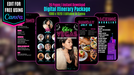 Vegas Before Vows Bachelorette | Digital Itinerary Package | Editable Canva Template