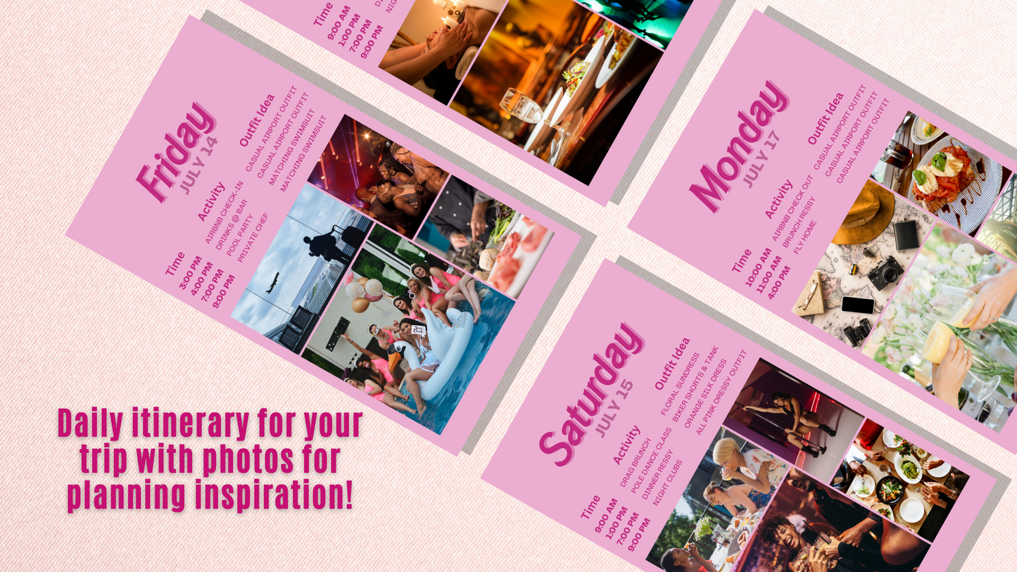 Malibu Babe Bachelorette | Digital Itinerary Package | Editable Canva Template